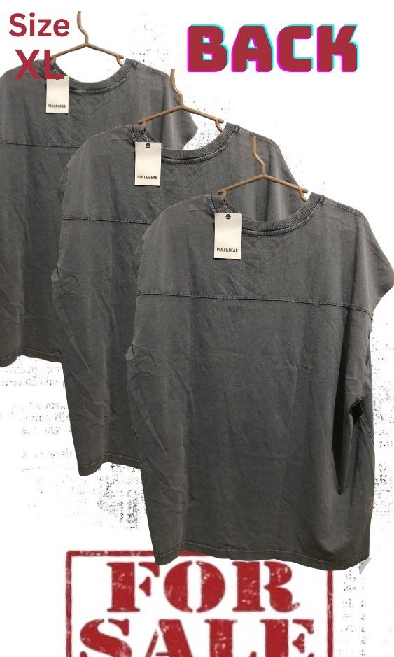 Pull&Bear Saint-Averence Graphic T-Shirt XL Grey (Category: Activewear) located in Manila. Submitted by markgatus097935 (Listing ID 1468152103, Image 2). Description: - Brand: Pull&Bear - Condition: Brand new with tags, unworn - Size: XL (Relaxed fit) - Color: Dark grey wash - Design: 'Saint-Averence 1952 Route des Vignes' graphic on front - Details: Plain back with a stylish horizontal seam.