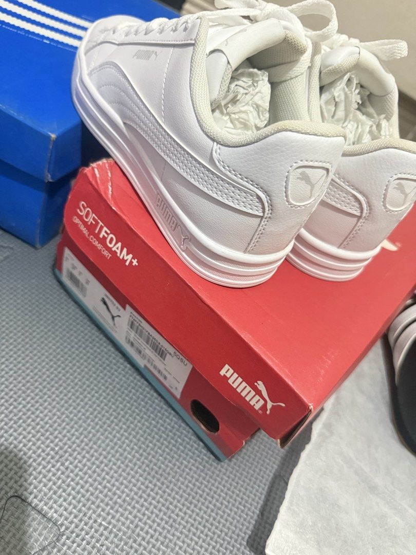 Puma White Sneakers with Softfoam+ (Category: Sneakers) located in Manila. Submitted by jnakrsti (Listing ID 1468199007, Image 3). Description: Puma sneakers with matching laces and soles. Classic leather-look upper and tonal branding on the side. Softfoam+ sockliner inside for extra cushioning during daily walks. Includes the original red Puma shoebox. Used twice only.