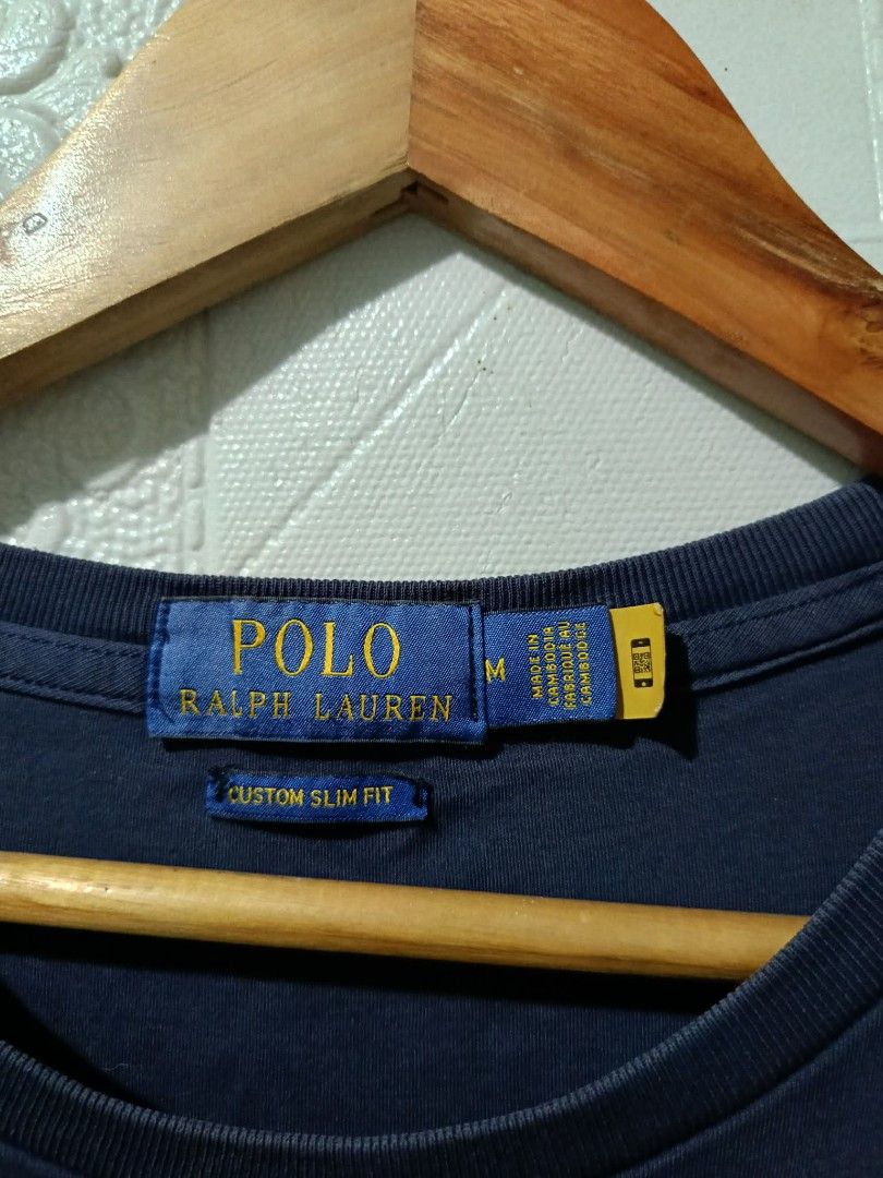 QR Coded Polo Ralph Lauren Custom Slim Fit Navy Authenticated (Category: Luxury Apparel) located in Quezon City. Submitted by freshfitsbyja (Listing ID 1468146565, Image 2). Description: QR Coded Polo Ralph Lauren Custom Slim Fit Navy Authenticated Size: Medium on Tag Dimes: 20.5W x 28L Color rate: 9/10 Condition: Good.