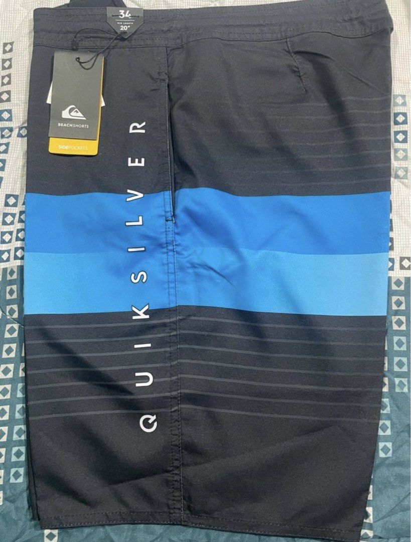 Quiksilver board shorts (waist: 34”) (Category: Swim Trunks & Board Shorts) located in Cainta. Submitted by j.c.v_68 (Listing ID 1468178038, Image 1). Description: 100% original/authentic 💯 Comes with plastic, tags & paper bag Model: point break Size: Waist- 34” Length- 20” Color: black/blue *with 2 side pockets & back pocket *quick dry SRP: 3k-3500 .