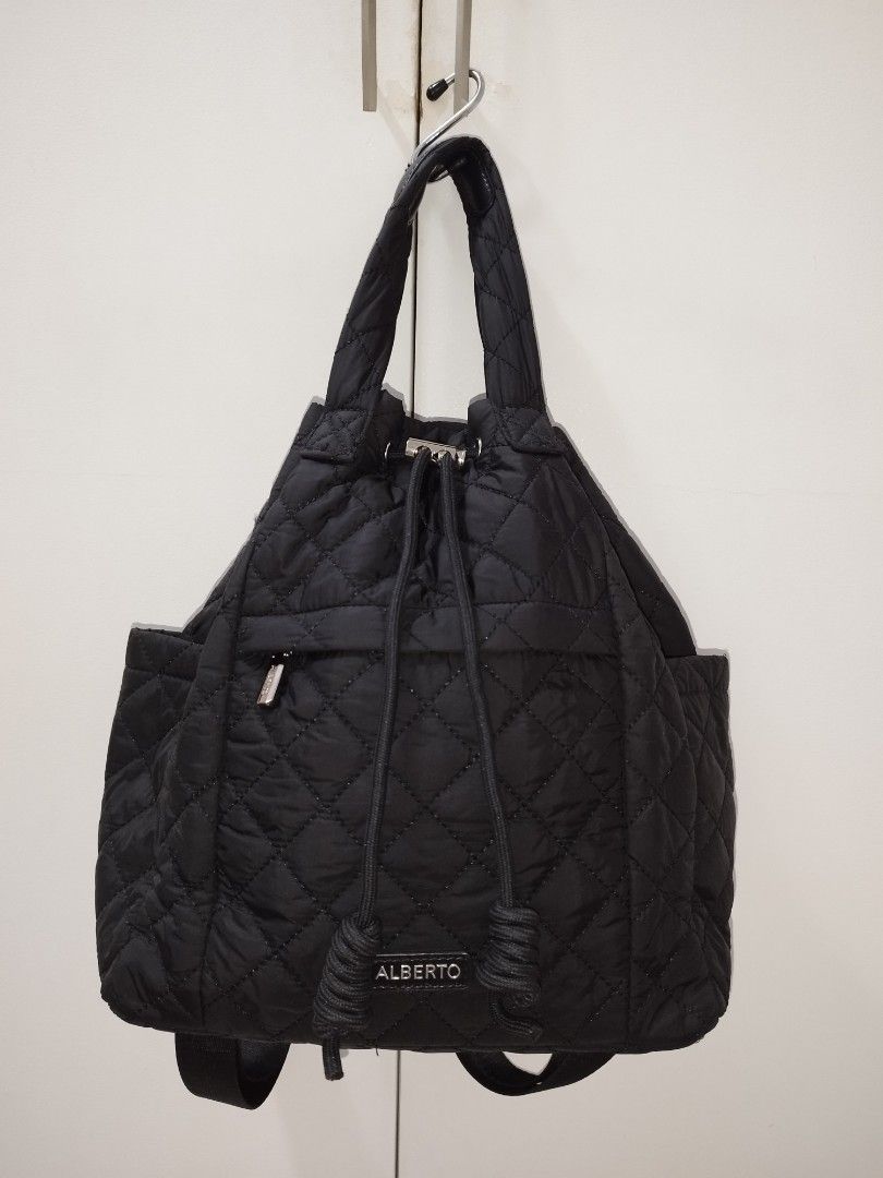 Quilted Nylon Convertible Backpack (Category: Backpacks) located in Makati City. Submitted by krishtyle (Listing ID 1468139683, Image 1). Description: Decluttering Personal Items Alberto Quilted Convertible Backpack Can be used as Handbag (Bucket Style) or Backpack 📍Makati.