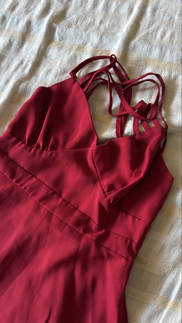 Red Criss Cross Backless Bustier Long Dress (Category: Dresses) located in Binan City. Submitted by myprelovedhaul (Listing ID 1468126249, Image 3). Description: .