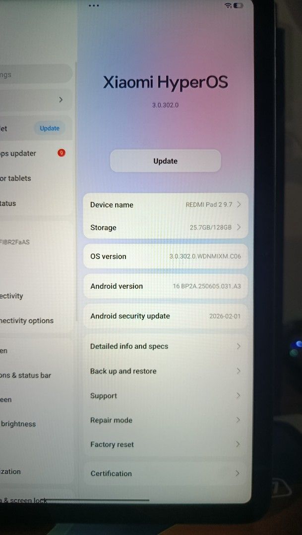 REDMI PAD 2 - 9.7" (Price Negotiable) (Category: Android) located in Manila. Submitted by eljeiangel51267 (Listing ID 1468233175, Image 3). Description: FOR SALE: REDMI PAD 2 - 9.7inch 📱 Price: 9,500 (Negotiable) [Retail Price: 9,999) Brand New RFS: Won from a contest, already have an ipad. 📌 Specifications: - Storage: 128GB - Camera: 8mps back, 5mps front - Display: 9.7-inch 2K (2048 × 1280), up to 120Hz refresh rate - Battery: 7,600mAh - Char