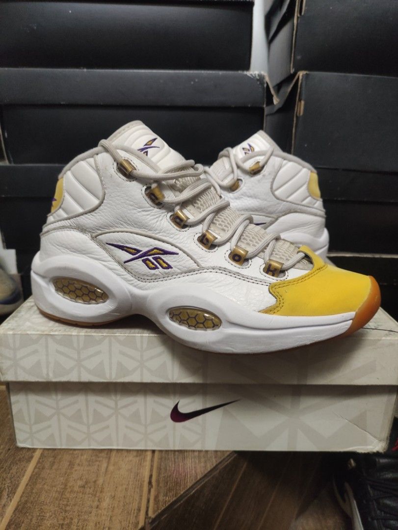 Reebok Question Mid Yellow Toe (Category: Sneakers) located in Cebu City. Submitted by RONHEATS (Listing ID 1468234894, Image 2). Description: size 8.5 legit/Original Guaranteed ✅ very good condition replacement box.
