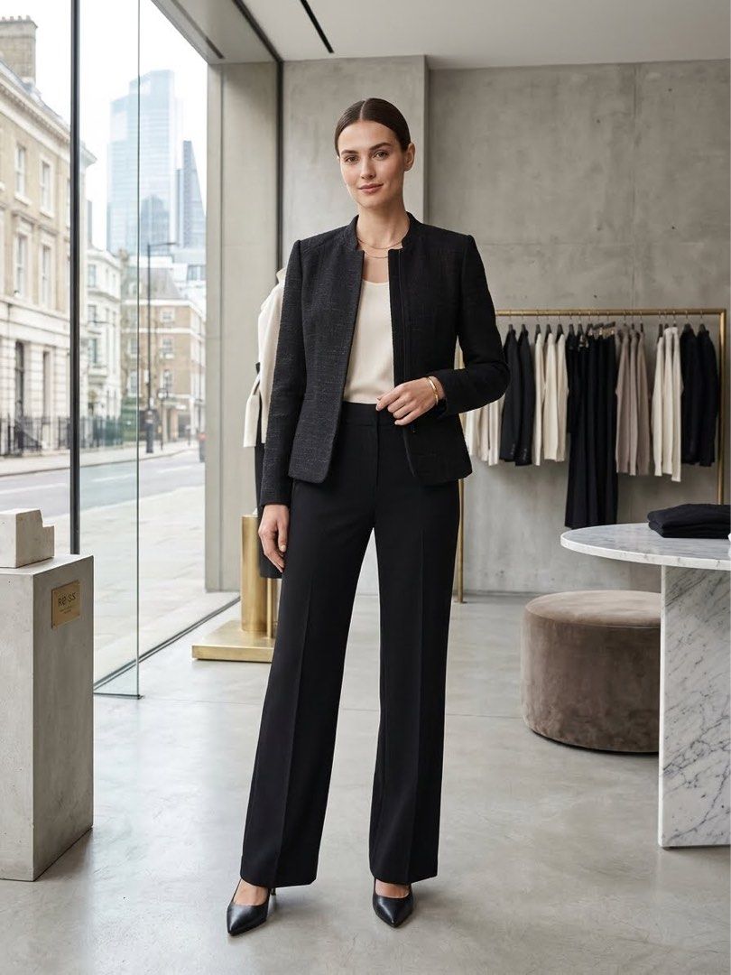 Reiss Black Blazer XS (Category: Coats, Jackets and Outerwear) located in San Pablo. Submitted by iamtrina (Listing ID 1468244901, Image 1). Description: Beautifully made tailored blazer features a subtly textured tweed/bouclé weave, clean hidden front closures, and horizontal welt pockets at the waist, making it a sophisticated choice for formal wear or business attire. .