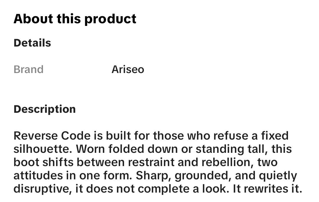 Ariseo Reverse code boots (Category: Boots) located in Singapore. Submitted by dreamyvibessss (Listing ID 1468242578, Image 5). Description: - RTP $142.90 (fast deal $120) - worn twice, still very new and comes with original box - can be worn as under the knee boots or unfold the folded part to make it knee high boots - VERY VERY VERY comfortable but realised I don't actually wear it that much so want to sell away 😭 - meet up to deal at red line