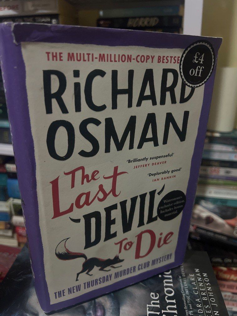 Richard osman the last devil to day purple (Category: Storybooks) located in Gapan. Submitted by booknest (Listing ID 1468173775, Image 1). Description: Have damage on dust cover and slightly tan on middle edge but has sprayed edges po Mop:gcash Mod:tiktok .
