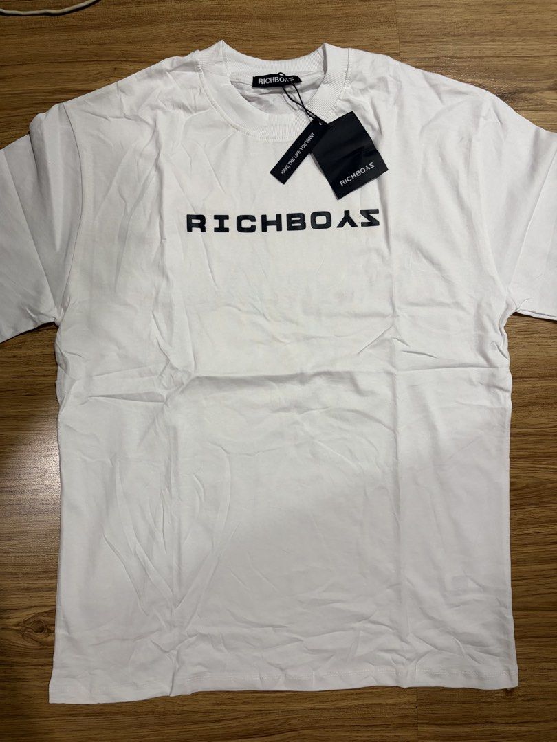 Richboyz Tee Shirt White (Category: Tshirts & Polo Shirts ) located in San Pedro. Submitted by nikkiabc.777 (Listing ID 1468195881, Image 1). Description: Richboyz BlackTee Shirt - size: large - brandnew; with ziplock and tag - thick fabric - with tag price ₱1,600 - can be unisex .