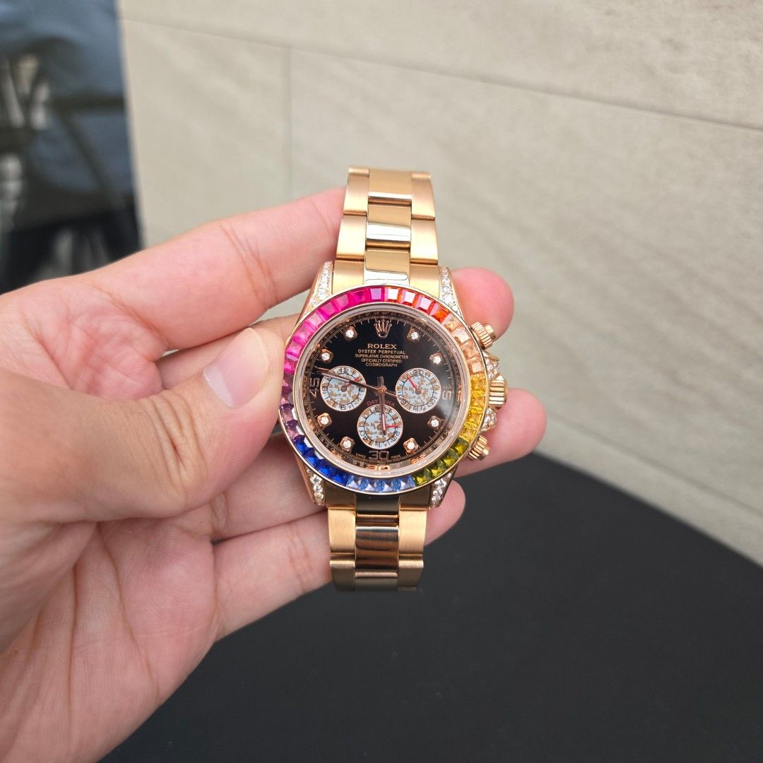 Rolex Cosmograph Daytona Rainbow (Category: Luxury Watches) located in San Juan City. Submitted by flipandfind (Listing ID 1468253673, Image 1). Description: Rolex Cosmograph Daytona Rainbow - like new, sold as is - check detailed photos for the condition - has signs of usage, a bit of scratches on the bracelet P 13,000 negotiable.