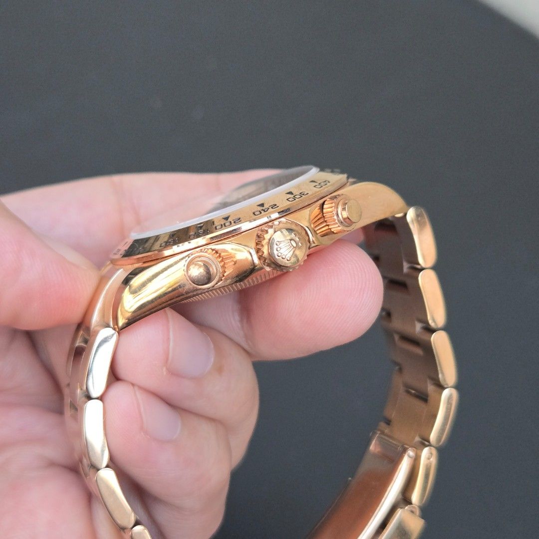 Rolex Daytona Rose Gold (Category: Luxury Watches) located in San Juan City. Submitted by flipandfind (Listing ID 1468254880, Image 3). Description: For Sale Rolex Cosmograph Daytona Rose Gold - watch only - well used, sold as is - has scratches and signs of usage - check detailed photos for the condition P 12000 negotiable.