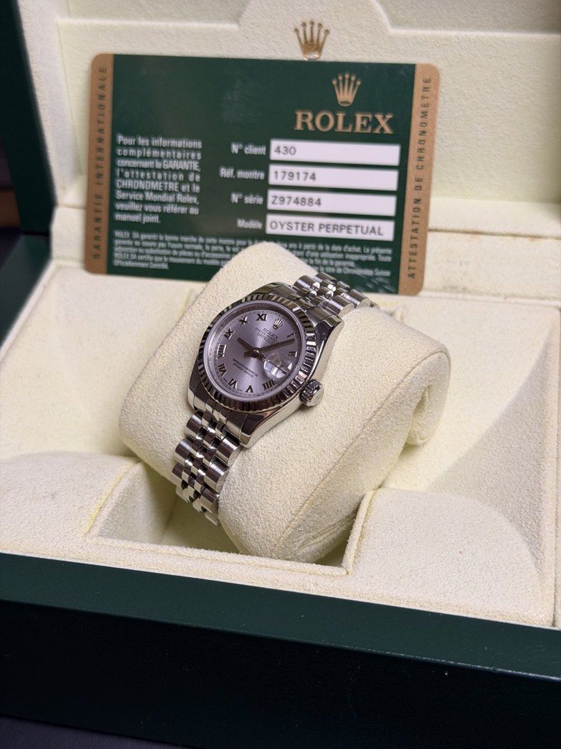 Rolex Datejust 26 Super Jubilee (Category: Women's Watches) located in Quezon City. Submitted by LuxPieces (Listing ID 1468257191, Image 3). Description: Rolex Datejust Size 26mm Ref. 179174 Rhodium Dial Super Jubilee (Continuous bracelet) Year 2007 Watch, card and box Amazing condition! with Japan receipt 435k only.