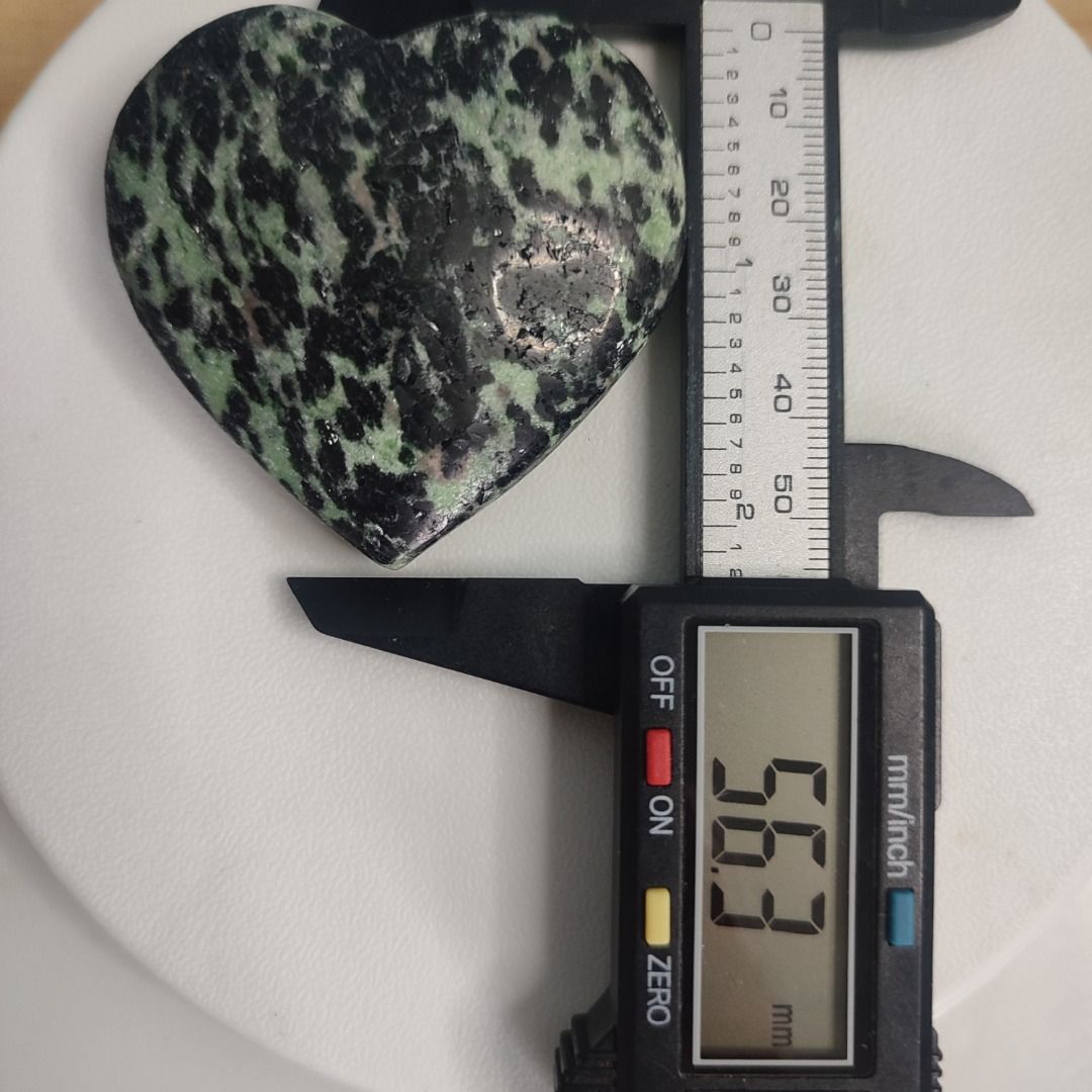 Ruby Zoisite Heart (Category: Precious Stones) located in Taguig. Submitted by joyofcrystals (Listing ID 1468124227, Image 3). Description: 💚 Ruby Zoisite Heart 💚 Type: Ruby Zoisite Heart Length: 57 mm Width: 56.3 mm Weight: 87 grams 🌸 Quick note on shipping & payment: 💳Payments are done via GCash or Bank Transfer prior to shipping ✨ 🚚Shipping fee is covered by the buyer 🚚 ✨Once payment is confirmed, I’ll safely wrap your crystal with love 