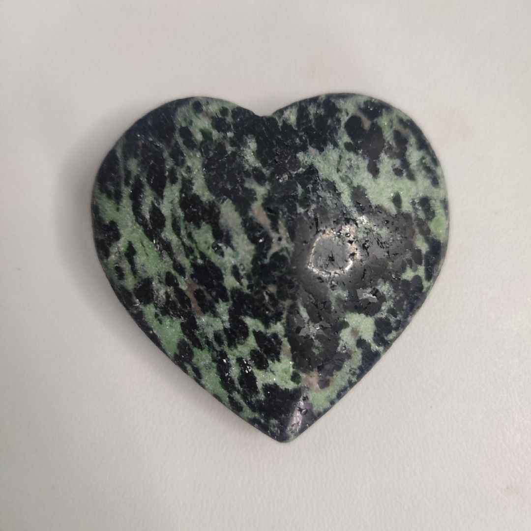Ruby Zoisite Heart (Category: Precious Stones) located in Taguig. Submitted by joyofcrystals (Listing ID 1468124227, Image 1). Description: 💚 Ruby Zoisite Heart 💚 Type: Ruby Zoisite Heart Length: 57 mm Width: 56.3 mm Weight: 87 grams 🌸 Quick note on shipping & payment: 💳Payments are done via GCash or Bank Transfer prior to shipping ✨ 🚚Shipping fee is covered by the buyer 🚚 ✨Once payment is confirmed, I’ll safely wrap your crystal with love 