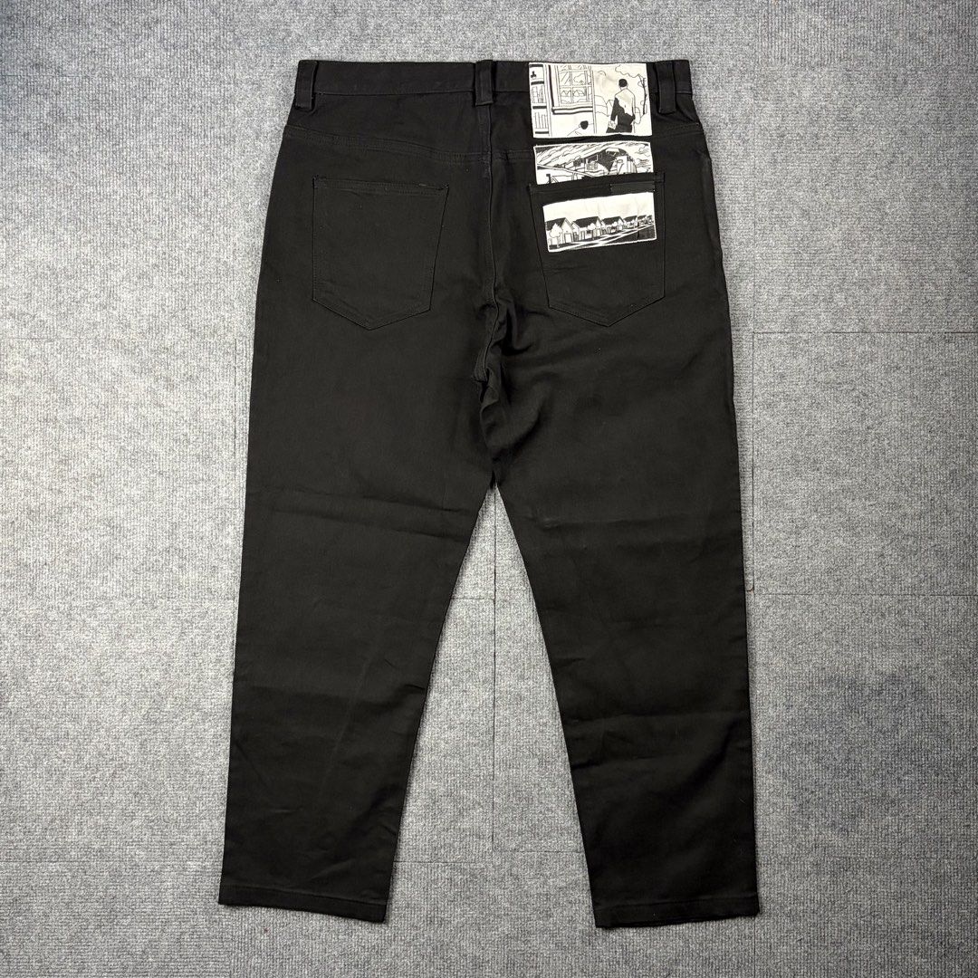 Runway Prada James Jean Waxed Comic Patch Denim Jeans (Category: Luxury Apparel) located in Manila. Submitted by yourtherapist_ (Listing ID 1468245915, Image 2). Description: Runway Prada James Jean Waxed Comic Patch Denim Jeans Size: 36 Condition: Excellent Material: Outside 96% Cotton, 4% Elastane Made in: Romania Measurements Waist: 36 Length: 38 Inseam: 26 Hem: 7 Knee: 9 Thigh: 12 Front Rise: 12.5 This specific piece was released on 2017. How