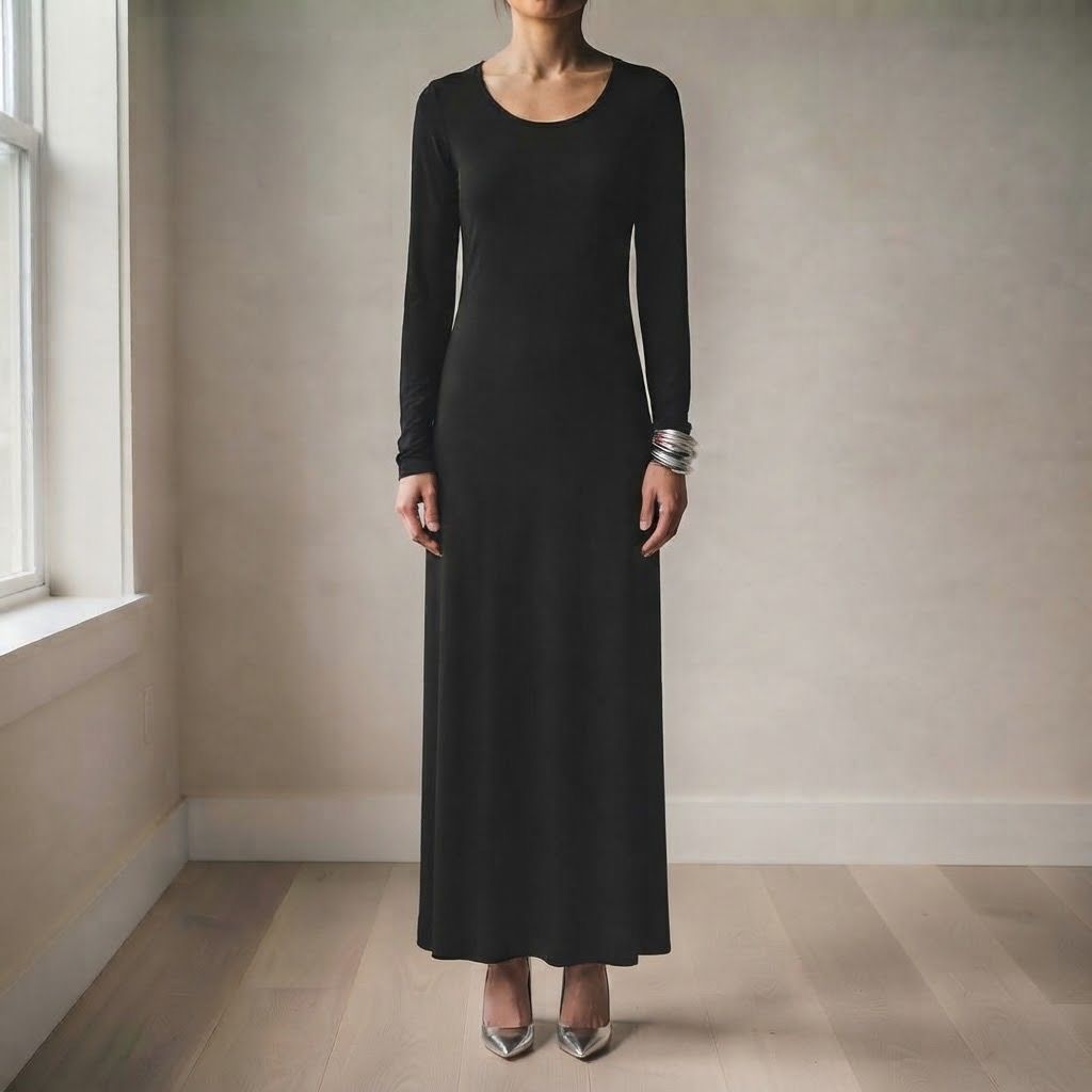 IMPORTED BLACK MAXI JERSEY DRESS (Category: Dresses) located in Marikina City. Submitted by minimalistmanila (Listing ID 1468089255, Image 1). Description: Imported black long jersey dress. Fits small to medium. Order now!.