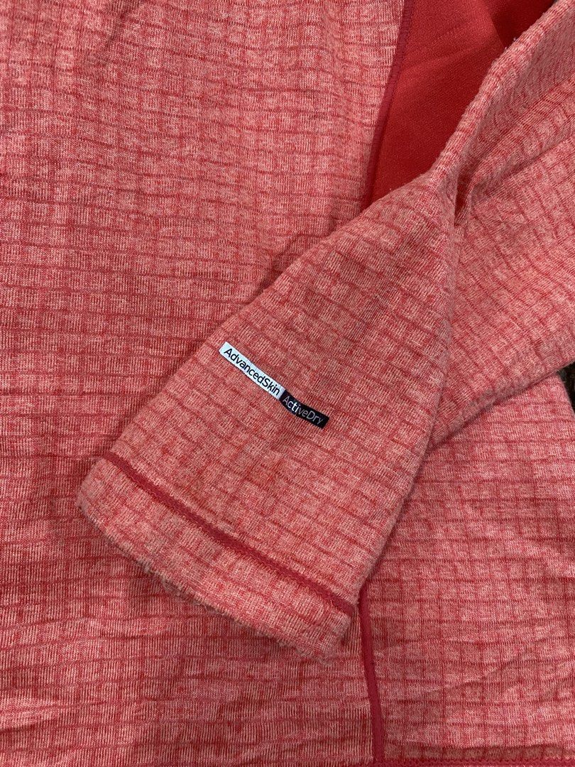 Salomon AdvancedSkin ActiveDry Red 1/4 Zip Pullover Size 90 (Category: Coats, Jackets and Outerwear) located in Cagayan de Oro. Submitted by sepamorash53558 (Listing ID 1468265578, Image 3). Description: - Brand: Salomon (Mountain Sports Progression) - Style: 1/4 Zip Active Top - Color: Coral red with contrast ribbed shoulder/side panels - Size: Tagged 90 (Fits Small) - Features: Grid fleece interior for warmth, AdvancedSkin ActiveDry tech to wic
