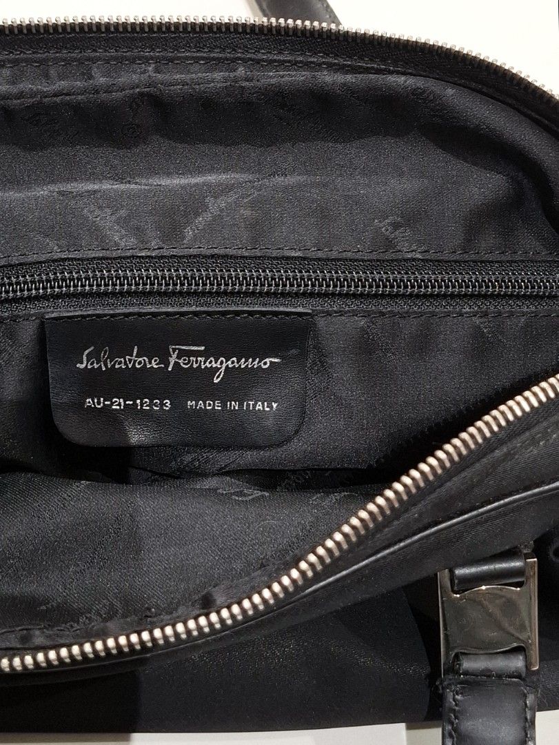 Salvatorre Ferragamo Vala Nylon Shoulder / Hand Bag (Authentic) (Category: Luxury Bags & Wallets) located in Pasig City. Submitted by coveted.mnl (Listing ID 1468154196, Image 2). Description: Guaranteed Authentic📌 Width : 12 Height : 8 Base : 5 (MEASURED BY INCHES) 8.8/10 overall condition No issues or flaws in fabric Retailed for $246 (P15,252) • P5800 Slightly negotiable • Pasig City meet up • Open for COD Via Lalamove or Grab • J&T courier M