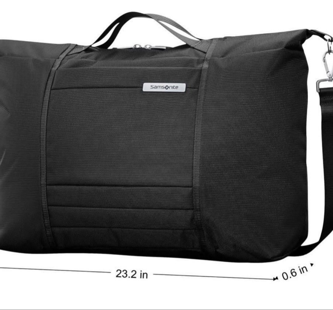Samsonite Uplift Weekender Duffel (Category: Briefcases) located in Quezon City. Submitted by jamboreeee (Listing ID 1468233610, Image 1). Description: - Brand: Samsonite (Uplift Weekender Duffel) - Condition: Brand new with tags (BNWT) - Color: Classic Black - Dimensions: 23.2 inches wide - Storage: Spacious main compartment + front zippered pocket - Portability: Dual carry handles & detachable shoulder strap - Ideal for: Weekend trips, travels,