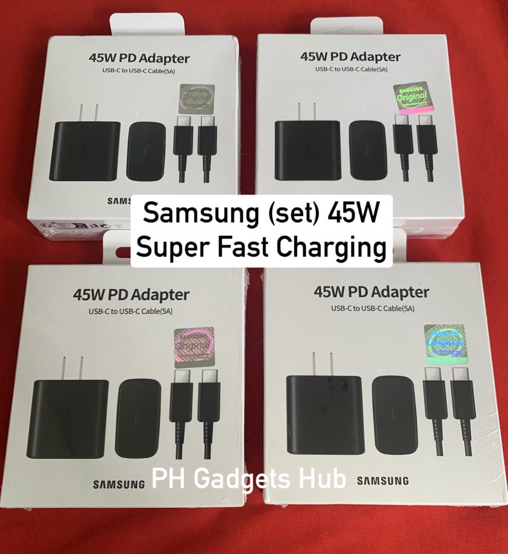 Samsung 45W Super Fast Charging with Type C to Type C 5A Cable (Category: Chargers) located in San Juan City. Submitted by ph_gadgets_hub (Listing ID 1468151561, Image 1). Description: This 45W Samsung Power Adapter is compatible with various devices, As charging speed may vary depending on various factors, Samsung Super Fast Charger SALE !! ₱650 (set) 45W Samsung Power Adapter Super Fast Charging with Type-C To Type-C 5A Cable (1m) Super Fast Ch