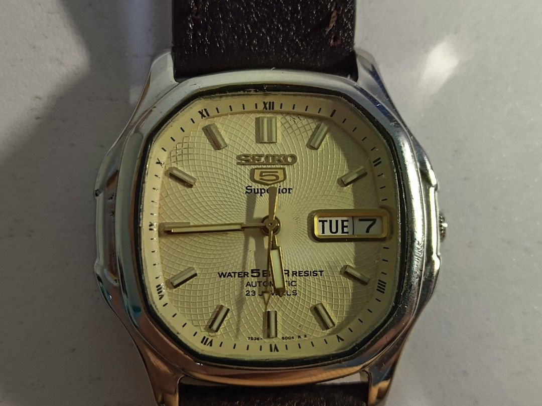 Seiko 5 Rare piece (Category: Luxury Accessories) located in Manila. Submitted by warmdeer.4acc73 (Listing ID 1468240043, Image 1). Description: Automatic Watch Rare Seiko Superior Tank S01244 w/ box and free strap.