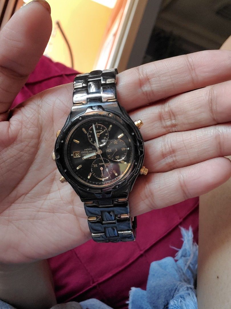 Seiko Chronograph Alarm 100M (Category: Luxury Watches) located in Bulacan. Submitted by haze0108 (Listing ID 1468078206, Image 1). Description: lightly use original.