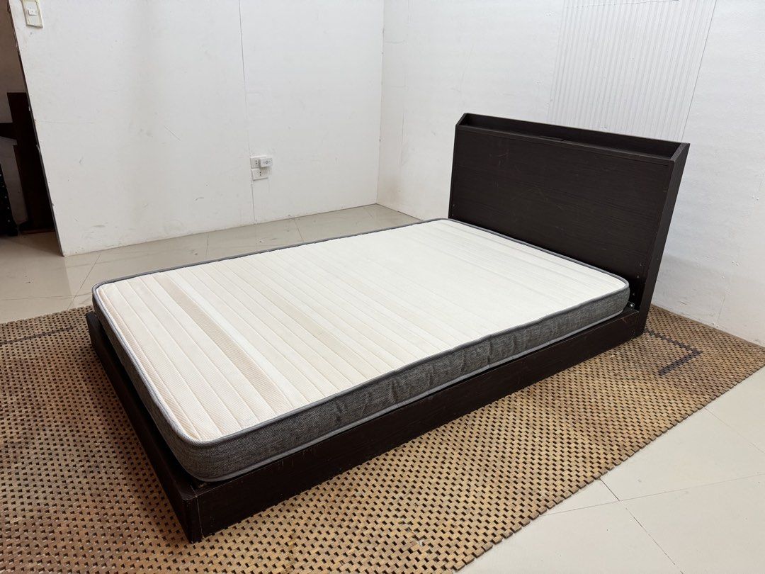 Semi double bedset (Category: Bed Frames & Mattresses) located in Quezon City. Submitted by matetdevis13 (Listing ID 1468227423, Image 2). Description: NITORI Wooden Semi Double Bed Set and SD N-Sleep Mattress Price: 11,500 Frame: 48 x 81 x 33.5/6 Mattress: 48 x 76 x 6 In good condition Code MJS15-R58/JDM15-M528.
