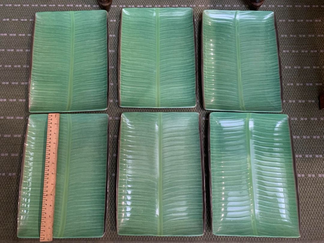 Serving Plates (Category: Cookware & Accessories) located in Paranaque City. Submitted by obedientcitizen_0102591 (Listing ID 1468068844, Image 1). Description: Melaware - Banana Leaf Design 1ft length P70/plate x 6 plates - P420.