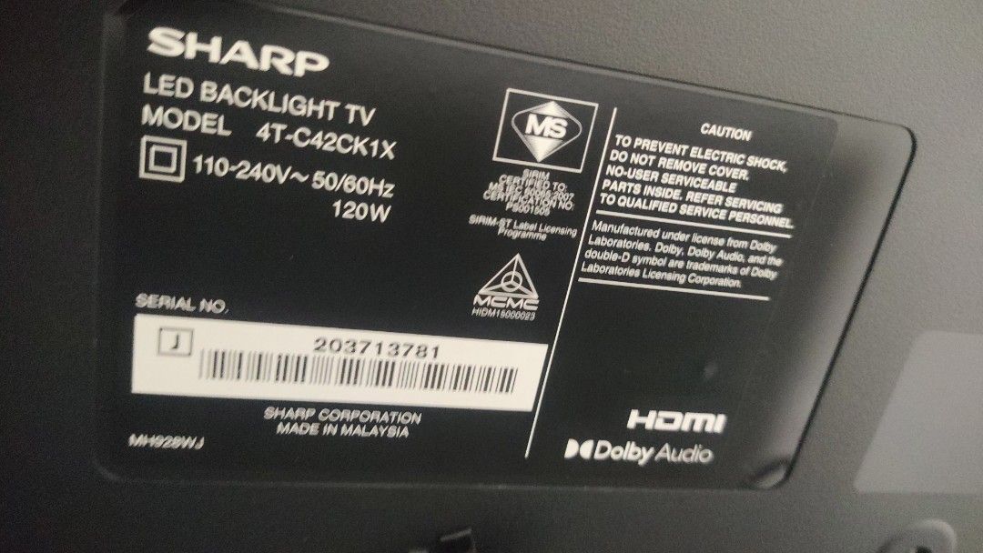 Sharp Smart TV (Category: TV) located in Kuala Lumpur. Submitted by cindy8789 (Listing ID 1468096711, Image 2). Description: - Sharp Smart TV - Self pickup at Ampang Area.