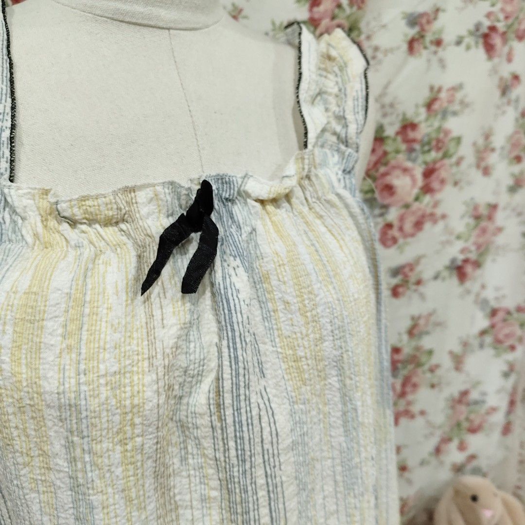 Sleeveless Lines Pattern Sleepwear Dress (Category: Undergarments & Loungewear) located in Cabanatuan. Submitted by curated_cozy (Listing ID 1468192878, Image 3). Description: Thrifted! Size: L Bust: 42-44" Length: 85cm -Lightly Washed -Payment thru Gcash, Gotyme, MariBank -Shipping via J&T -Buyer shoulders Shipping Fee ‼️No Rush Order‼️ [SKU: SWD6].