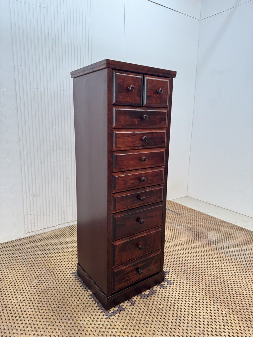 Slim Drawer (Category: Shelves, Cabinets & Racks) located in Quezon City. Submitted by matetdevis13 (Listing ID 1468087998, Image 2). Description: Solidwood Vintage Tall 10-Tier Chest of Drawer Price: 6,500 L19.5 x W17 x H56 In good condition Code MJS36-MJ332.