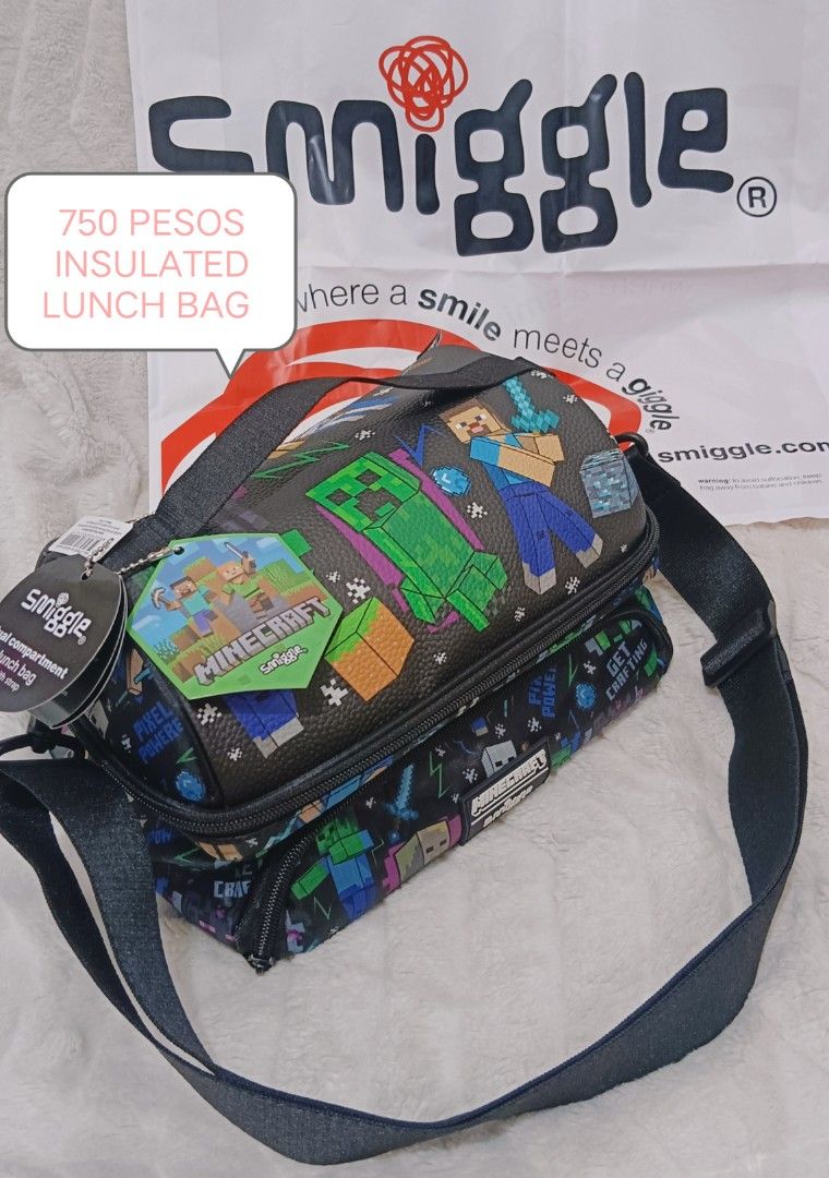 Smiggle Minecraft lunchbag (Category: Other Babies Going Out Needs) located in Manila. Submitted by masterlei (Listing ID 1468061618, Image 1). Description: BRANDNEW smiggle Minecraft lunchbag.