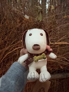 JAPAN Peanuts Snoopy plush toy with brown ribbon and bone charm, Toys ...