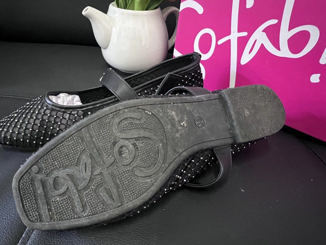 So Fab Mesh Doll Shoes Black Size 36 (Category: Flats & Sandals) located in Manila. Submitted by nuttshellw52293 (Listing ID 1468108838, Image 3). Description: - Brand: So Fab (bought from SM Store) - Size: 36 - Style: Black mesh Mary Jane doll shoes with buckle closure - Details: Sparkling rhinestone embellishments all over the upper - Condition: Used only 3 times, soles in excellent/great shape - Inclusion: Original bright pink So Fab box inclu