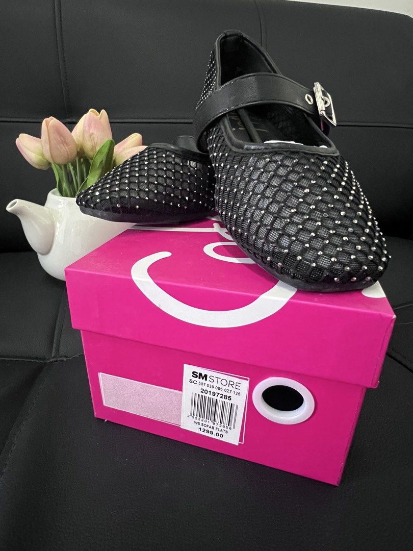 So Fab Mesh Doll Shoes Black Size 36 (Category: Flats & Sandals) located in Manila. Submitted by nuttshellw52293 (Listing ID 1468108838, Image 2). Description: - Brand: So Fab (bought from SM Store) - Size: 36 - Style: Black mesh Mary Jane doll shoes with buckle closure - Details: Sparkling rhinestone embellishments all over the upper - Condition: Used only 3 times, soles in excellent/great shape - Inclusion: Original bright pink So Fab box inclu