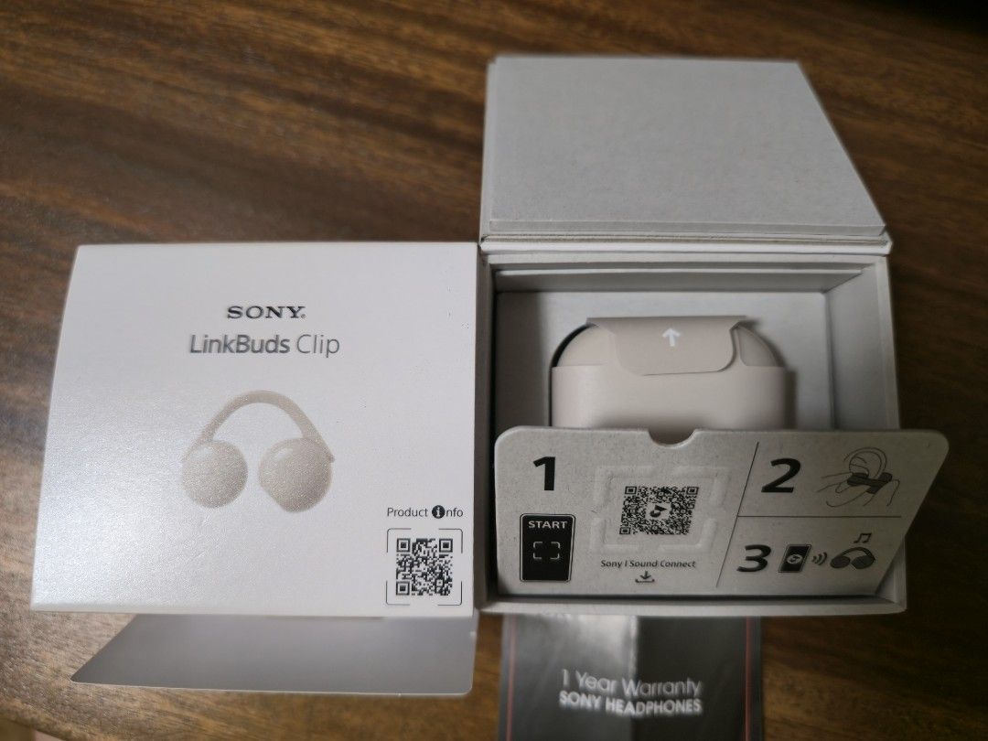 Sony LinkBuds Clip Wireless Earbuds (Category: Earphones) located in Pasig City. Submitted by anythinggoes888 (Listing ID 1468248853, Image 2). Description: - Model: Sony LinkBuds Clip wireless earbuds with WARRANTY TILL MARCH 2027 - Color: Beige - Design: Open-ear clip style for comfortable, all-day wear without ear fatigue - Condition: Tested, 100% working, and immaculate inside and out - Inclusions: Original charging case, retail box, paperwor