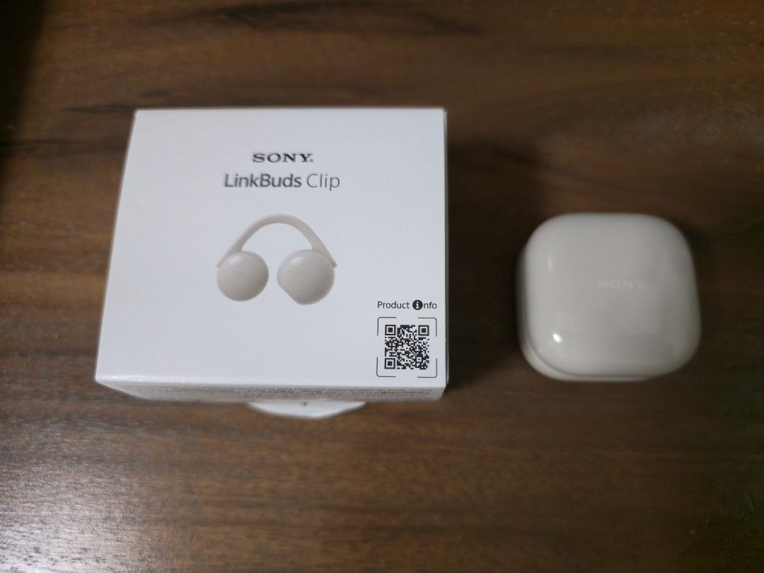 Sony LinkBuds Clip Wireless Earbuds (Category: Earphones) located in Pasig City. Submitted by anythinggoes888 (Listing ID 1468248853, Image 1). Description: - Model: Sony LinkBuds Clip wireless earbuds with WARRANTY TILL MARCH 2027 - Color: Beige - Design: Open-ear clip style for comfortable, all-day wear without ear fatigue - Condition: Tested, 100% working, and immaculate inside and out - Inclusions: Original charging case, retail box, paperwor