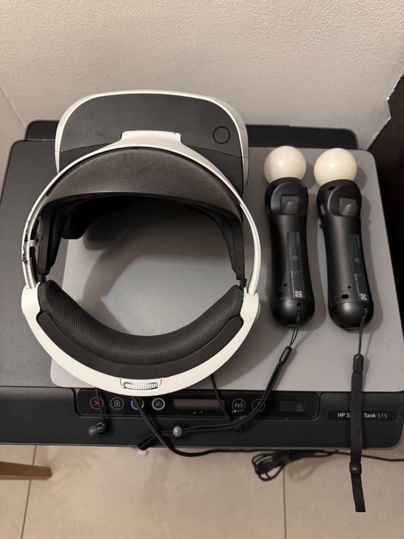 Sony PlayStation VR2 Headset with Sense Controllers (Category: Virtual Reality) located in Manila. Submitted by hashdash (Listing ID 1468179293, Image 1). Description: - Item: PlayStation VR2 Headset and 2x PS VR2 Sense Controllers - Color: Sleek white and black design - Features: Adjustable headband dial and built-in wrist straps for controllers - Condition: Good, well-maintained bundle - Bonus: Ideal addition to elevate your console gaming setu