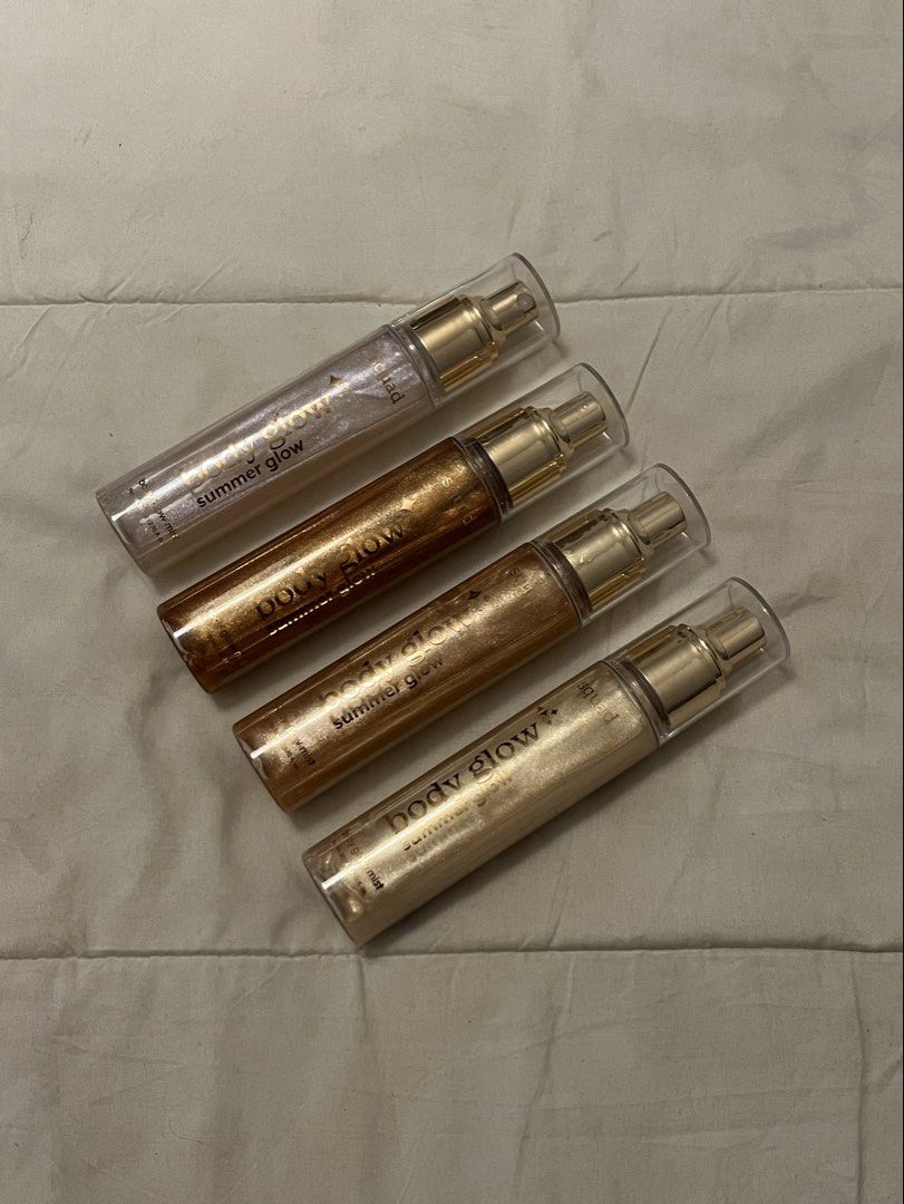 Squad Summer Glow Body Mist (Category: Fragrance & Deodorants) located in Manila. Submitted by beautyarchives (Listing ID 1468212304, Image 1). Description: squad summer glow body mist bundle a little glow for your body care routine, perfect for trying different shimmery finishes • set of 4 full sized squad summer glow body mists • assorted shades ranging from clear shimmer to deep bronze gold • convenient spray pump with clear caps • perfect for