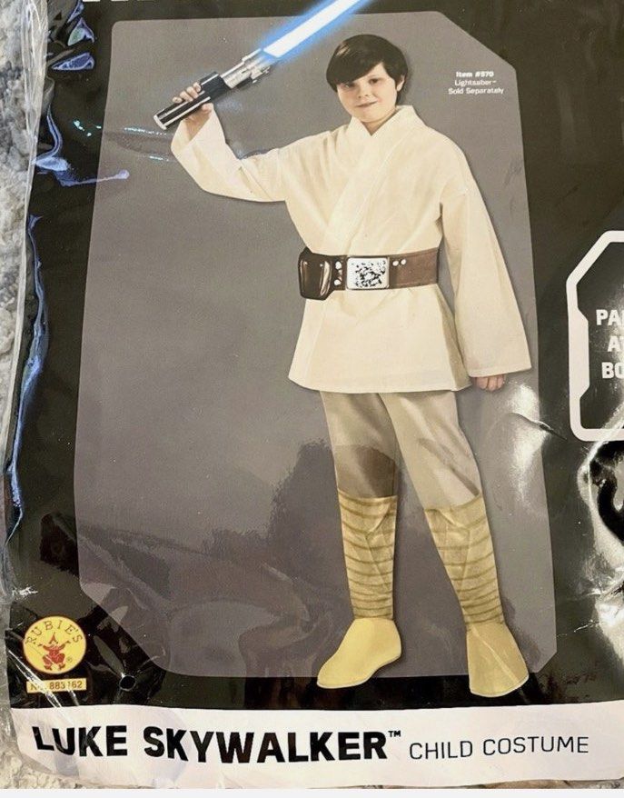 Star Wars Jedi Child Costume (Category: Babies & Kids Fashion) located in Quezon City. Submitted by kamrivera (Listing ID 1467663960, Image 2). Description: - Official Star Wars Luke Skywalker kids costume - Includes cream tunic, pants with attached boot tops NO BELT AND SWORD - Comfortable and easy to slip on - Perfect for Halloween, cosplay, and dress-up parties No Bag (for reference only) Used once for Halloween. .