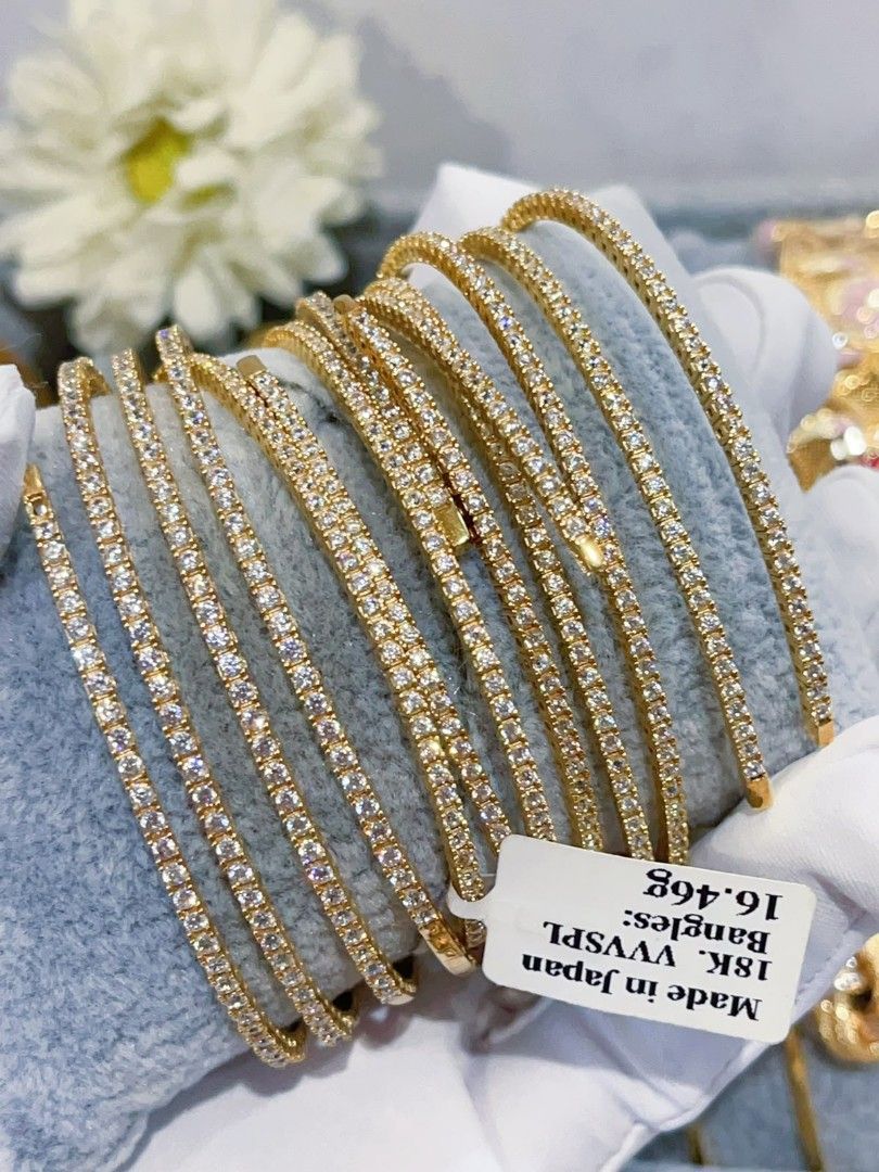 stoned spiral bangle 18k japan gold (Category: Bracelets) located in Manila. Submitted by primejewelry (Listing ID 1468068313, Image 1). Description: .