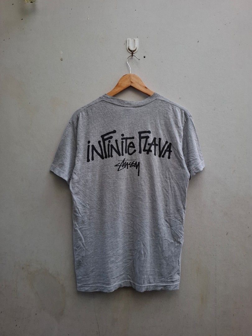 Stüssy Vintage 00s "Infinite Flava" (Category: Tshirts & Polo Shirts ) located in Iloilo. Submitted by mnky.bsns03 (Listing ID 1468162985, Image 2). Description: 9/10 Color rate Issue: Minimal Hairline Cracks 27.5 Length 19.5 Width.