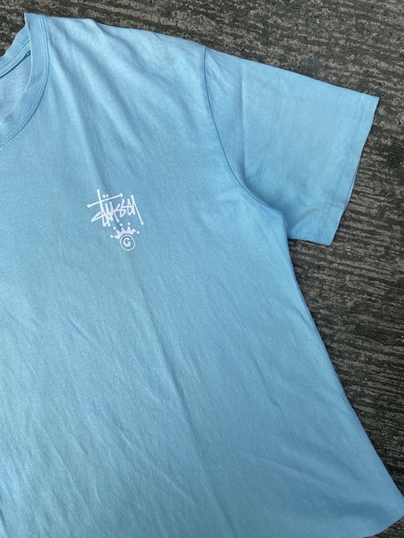 Stussy Script Crown Logo Tiffany Shirt (Category: Tshirts & Polo Shirts ) located in Cebu City. Submitted by czar0518 (Listing ID 1468165823, Image 3). Description: Stussy Script Crown Logo Tiffany Shirt Width 20 Length 26 Excellent condition Issue: Minor Stains see last photo Dm sure buyer.📩.