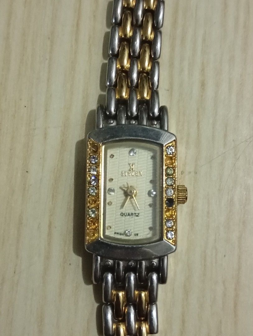 Stylex Swiss quartz (Category: Women's Watches) located in Las Pinas. Submitted by quick_deals_great_finds2 (Listing ID 1468210164, Image 1). Description: Original good working condition Quartz with battery Small size fits wrist 7 inches.