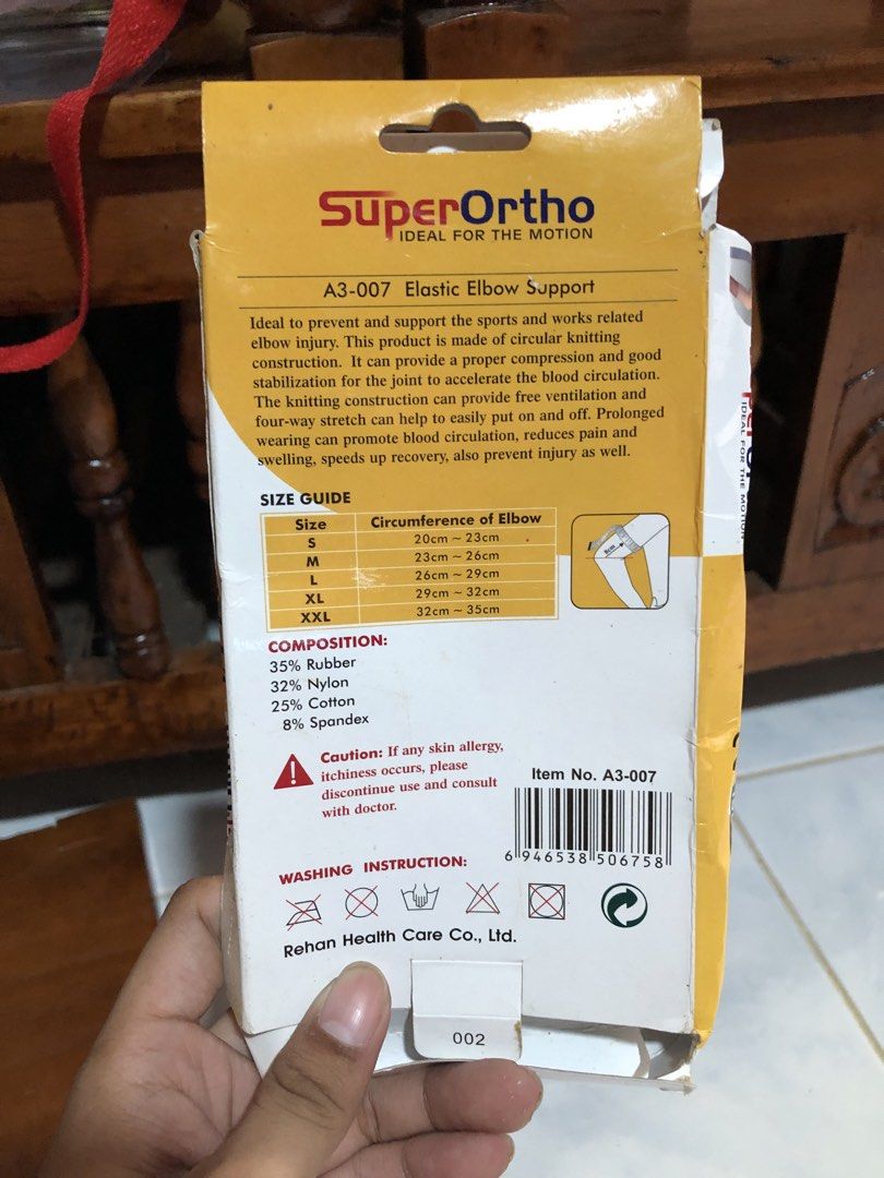 Super Ortho Elastic Elbow Support A3-007 (Category: Medical Supplies & Tools) located in San Juan, La Union. Submitted by declutteringog7 (Listing ID 1468068963, Image 2). Description: 🦴 Super Ortho Elastic Elbow Support A3-007 ₱250 Category: Health & Wellness > Medical Supplies Details: • ✅ Authentic Super Ortho — A3-007 model • Four-way stretch breathable fabric — comfortable compression & stability • Helps relieve elbow pain, soreness, mild i