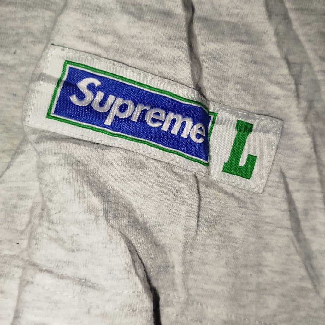 Supreme Grey Box Logo Tee Size L (Category: Tshirts & Polo Shirts ) located in Davao. Submitted by vernoneighty4 (Listing ID 1468156427, Image 3). Description: - Brand: Supreme - Color: Grey - Size: Large W21 L28 - Material: 100% Cotton (Made in China) - Details: Classic red neck tag, colorful woven Supreme logo patch near the bottom hem - Fit: Standard short sleeve crewneck - Condition: Brand new / Excellent - Mode of Payment: GCash, BPI, or COD