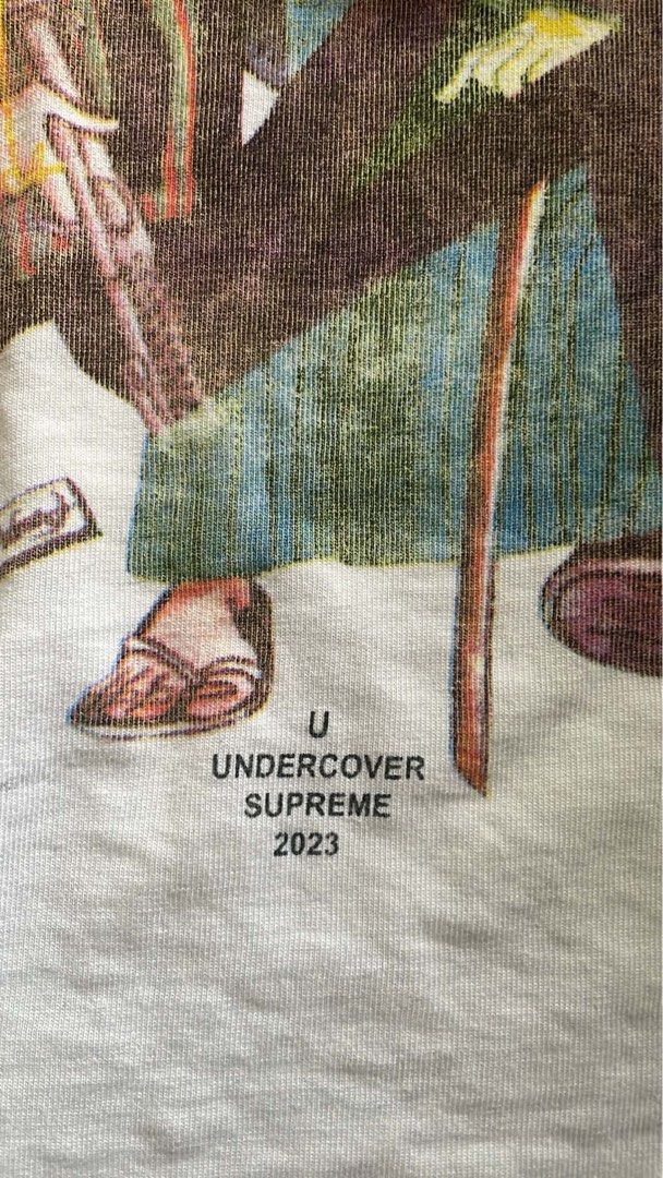 Supreme Undercover Lupin The Third Tee White Small (Category: Tshirts & Polo Shirts ) located in Calauan. Submitted by thrift_joms (Listing ID 1468197315, Image 2). Description: - Brand: Supreme x Undercover - Year: 2023 - Color: White - Size: Small - Design: Lupin III graphic print with puppet strings on the front - Material: 100% cotton with original neck and interior wash tags.