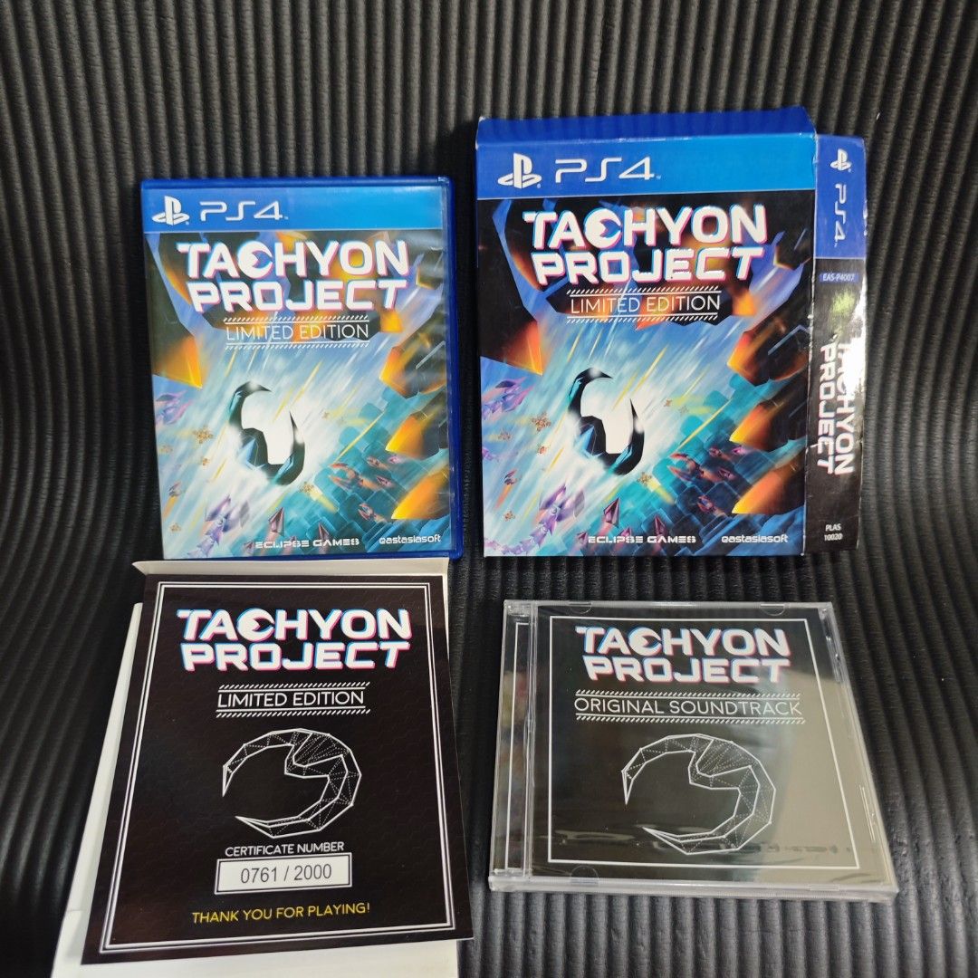 Tachyon Project Limited Edition PS4 Game ( 0761/2000) (Category: PlayStation) located in Quezon City. Submitted by shopme_gadget30 (Listing ID 1468132934, Image 3). Description: kindly read the details first for sale fixed price mint condition tested and working with Case and disc game with limited edition certificate (0761/2000) with soundtrack disc (Sealed) with Game manual compatible to ps4 /ps5 console R3 Region Good for Collection qc area me