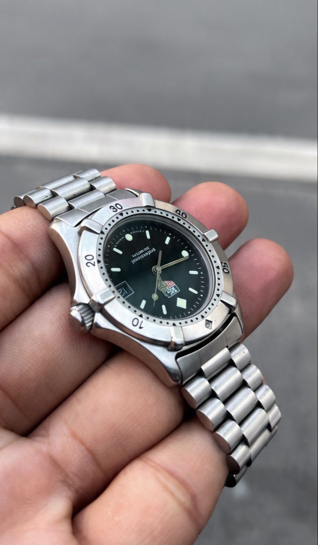 TAG Heuer Professional 2000 “Dark Knight” mens (Category: Men's Watches) located in Caloocan City. Submitted by _alennchan (Listing ID 1468077709, Image 2). Description: TAG Heuer Professional 2000 “Dark Knight” mens - Condition: 9.9/10 - No issue/ Mint condition - Up to 8.5 Wrist Size - Case size approx 36mm - Rotating bezzel - Quartz Movement - Comes with replacement box - Money back if provenfake x10 Inclusions: Inner box, Outer Box, Unit, Man