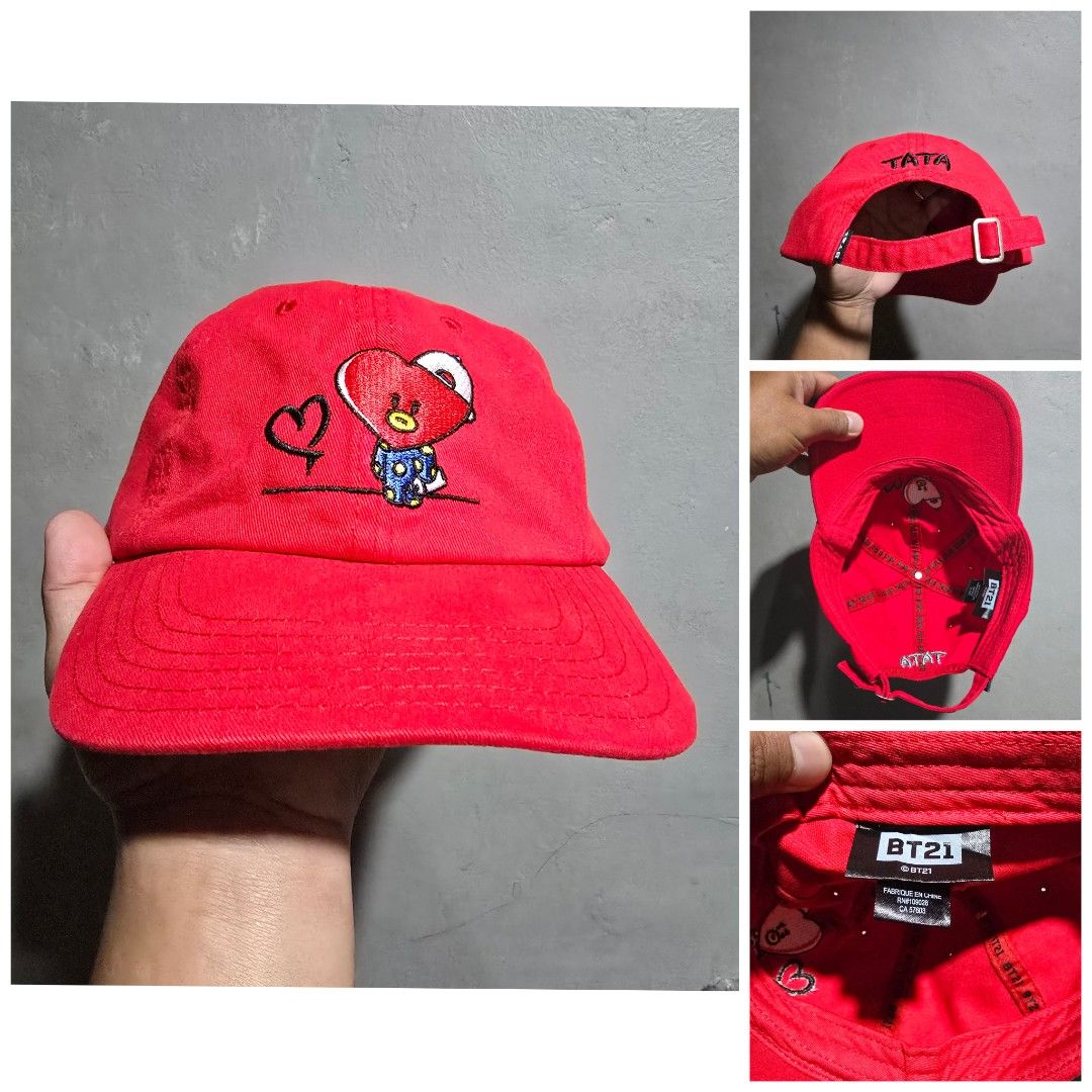 Tata BT21 Dad Hat (Category: Caps & Hats) located in Quezon City. Submitted by SuotKalyeManila (Listing ID 1468079353, Image 1). Description: Manage your expectations ukay ukay caps po ito at hindi po brand new pero minsan mga flaws pero wearable naman ang presyo po ay depende sa kondisyon ng cap Condition: Excellent Size: One Size Fits All Color Rate: 9.5/10 No Issue Laba na po and ready to wear pm for details .