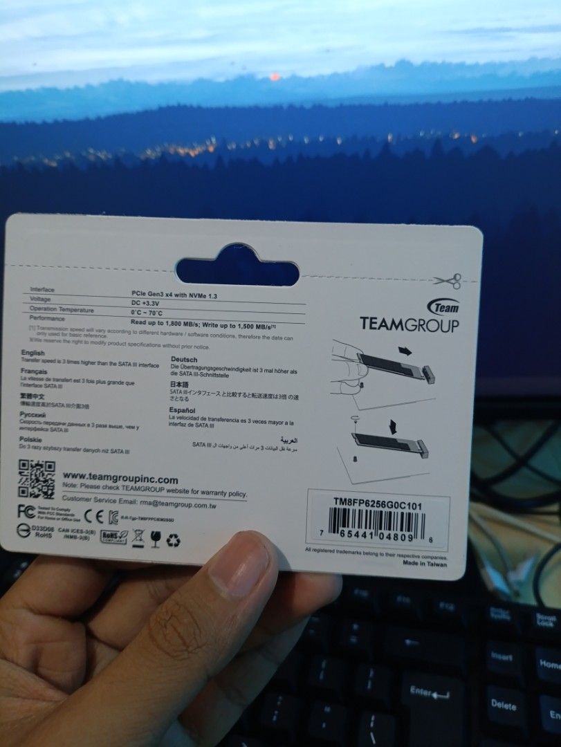 TEAMGROUP MP33 256GB M.2 SSD (Category: Hard Disks & Thumbdrives) located in Manila. Submitted by luwii0 (Listing ID 1468231317, Image 2). Description: - Brand: TEAMGROUP MP33 SSD - Capacity: 256GB storage - Interface: PCIe Gen3 x4 NVMe 1.3 - Speed: Up to 1,800 MB/s read, 1,500 MB/s write - Compatibility: Fits most laptops and desktops - Warranty: 5-year manufacturer warranty - Condition: Brand new in sealed retail packaging.